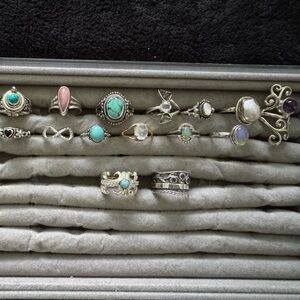 Sterling silver, and or genuine gemstone rings, some never worn
